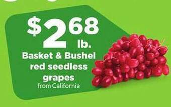 Hy-Vee Basket & bushel red seedless grapes offer