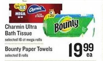 Lowes Foods Charmin ultra bath tissue, bounty paper towels offer