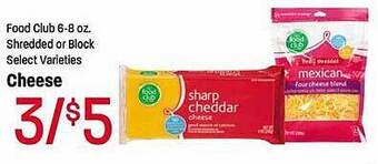 Maceys Food club shredded or block cheese offer