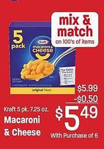 Maceys Kraft macaroni & cheese offer