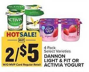 Food Lion Dannon light & fit or activia yogurt offer