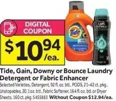 Stop&Shop Tide, Gain, Downy or Bounce Laundry Detergent or Fabric Enhancer 92 fl. offer