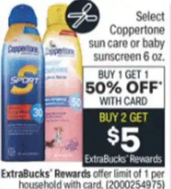 CVS Coppertone Sun Care 6 oz offer