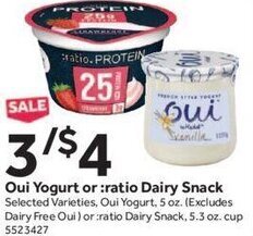 Stop&Shop Oui Yogurt or :ratio Dairy Snack offer