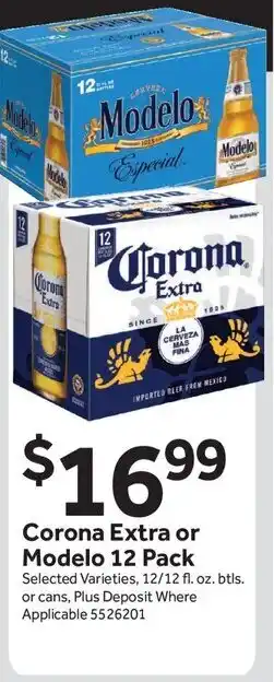 Stop&Shop Corona Extra or Modelo 12 Pack offer