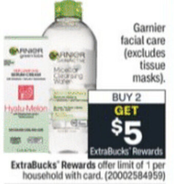 CVS Garnier Facial Care ( Excludes Tissue Masks) offer