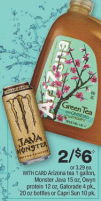 CVS Arizona Tea 1 Gallon, Monster Java 15 oz offer