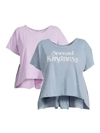 Walmart Terra & sky women's plus size high-low t-shirt with short sleeves, 2-pack offer