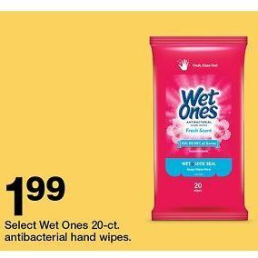 Target Wet ones antibacterial hand wipes offer