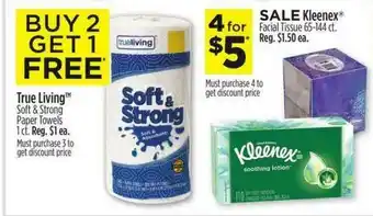 Dollar General True Living Soft & Strong Paper Towels, Kleenex Facial Tissue offer