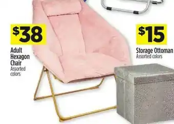 Dollar General Adult Hexagon Chair, Storage Ottoman offer