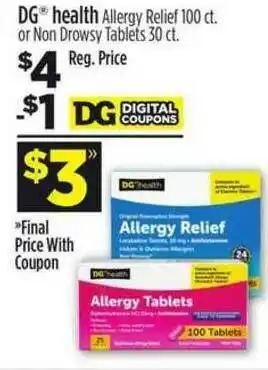 Dollar General Dg Health Allergy Relief, Non Drowsy Tablets offer