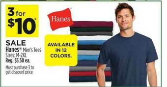 Dollar General Hanes Men's Tees offer