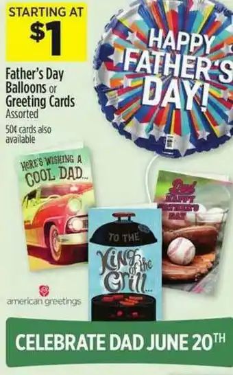 Dollar General Father's Day Balloonss Or Greeting Cards offer