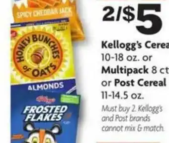 Family Dollar Kellogg's Cereal, Multipack, Or Post Cereal offer