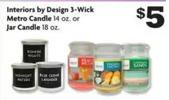 Family Dollar Interior By Design 3-wick, Metro Candle, Jar Candle offer
