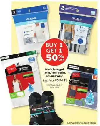 Family Dollar Men's Packaged Tanks, Tees, Socks, Or Underwear offer