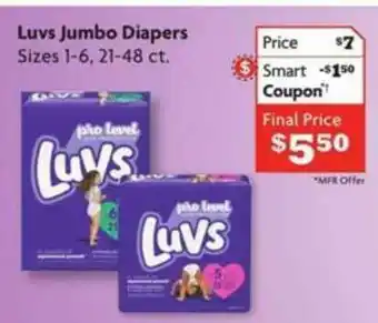 Family Dollar Luvs Jumbo Diapers offer