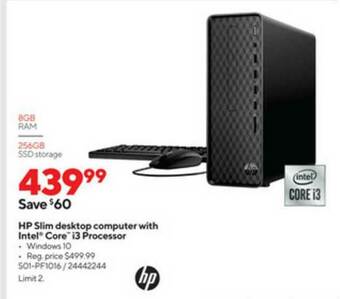 Staples Hp Slim Desktop Computer With Intel Core I3 Processor offer