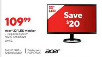 Staples Acer 22 offer