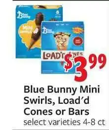 Fareway Blue Bunny Mini Swirls, Load'd Cones Or Bars offer