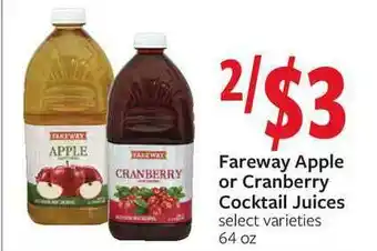 Fareway Fareway Apple Or Cranberry Cocktail Juices offer