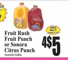 Baja Ranch Fruit rush fruit punch or sonora citrus punch offer