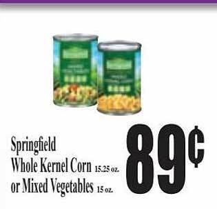 Baja Ranch Springfield whole kernel corn or mixed vegetables offer