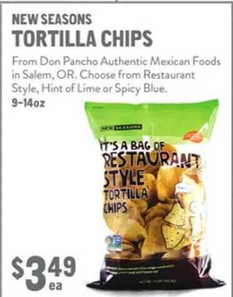 New Seasons Market New seasons tortilla chips offer