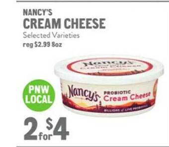 New Seasons Market Nancy's cream cheese offer