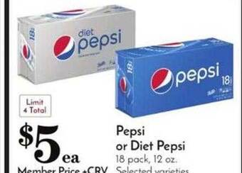 Pavilions Pepsi or diet pepsi offer