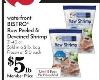 Pavilions Waterfront bistro raw peeled & deveined shrimp offer