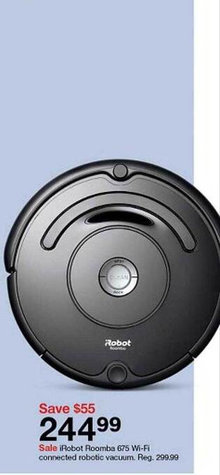 Target Irobot roomba 675 wi-fi connected robotic vacuum offer