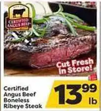 Weis Markets Certified angus beef boneless ribeye steak offer