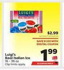 Weis Markets Luigi's real italian ice offer