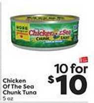 Weis Markets Chicken of the sea chunk tuna offer