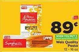 Weis Markets Weis quality pasta offer