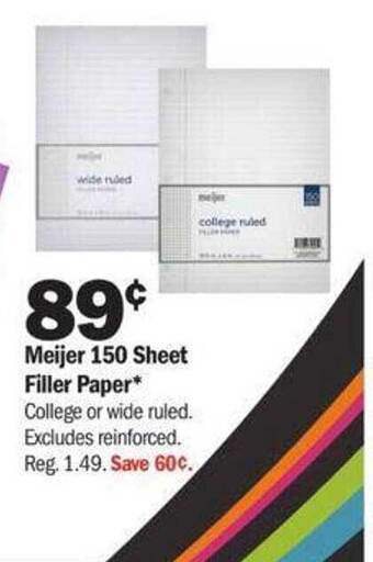 Meijer Meijer 150 sheet filler paper offer