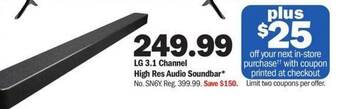Meijer Lg 3.1 channel high res audio soundbar offer