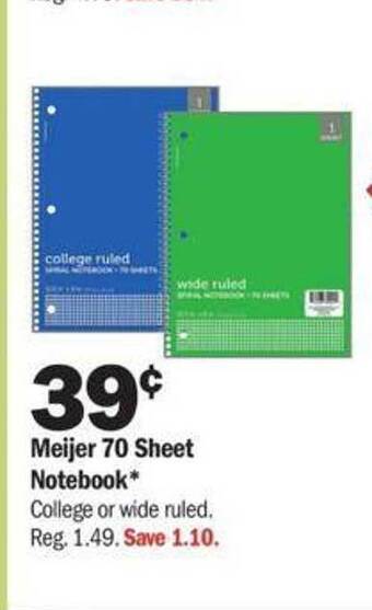 Meijer Meijer 70 sheet notebook offer