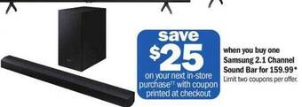 Meijer Samsung 2.1 channel sound bar offer