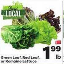 Weis Markets Green leaf, red leaf or romaine lettuce offer