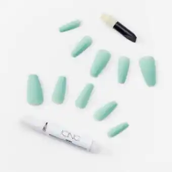 Claire's Matte mint green squareletto vegan faux nail set - 24 pack offer