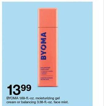 Target Byoma moisturizing gel cream or balancing face mist offer