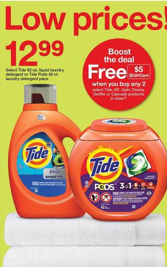 Target Tide liquid laundry detergent or tide pods laundry detergent pacs offer