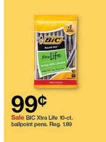 Target Bic xtra life ballpoint pens offer