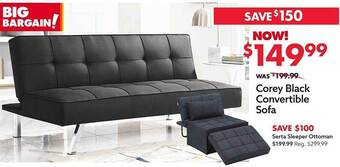 Big Lots Corey black convertible sofa offer