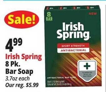 Ocean State Job Lot Irish spring 8 pk. bar soap offer
