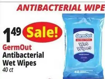 Ocean State Job Lot Germout antibacterial wet wipes 40 ct offer