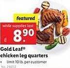 Lidl Gold leaf chicken leg quarters offer